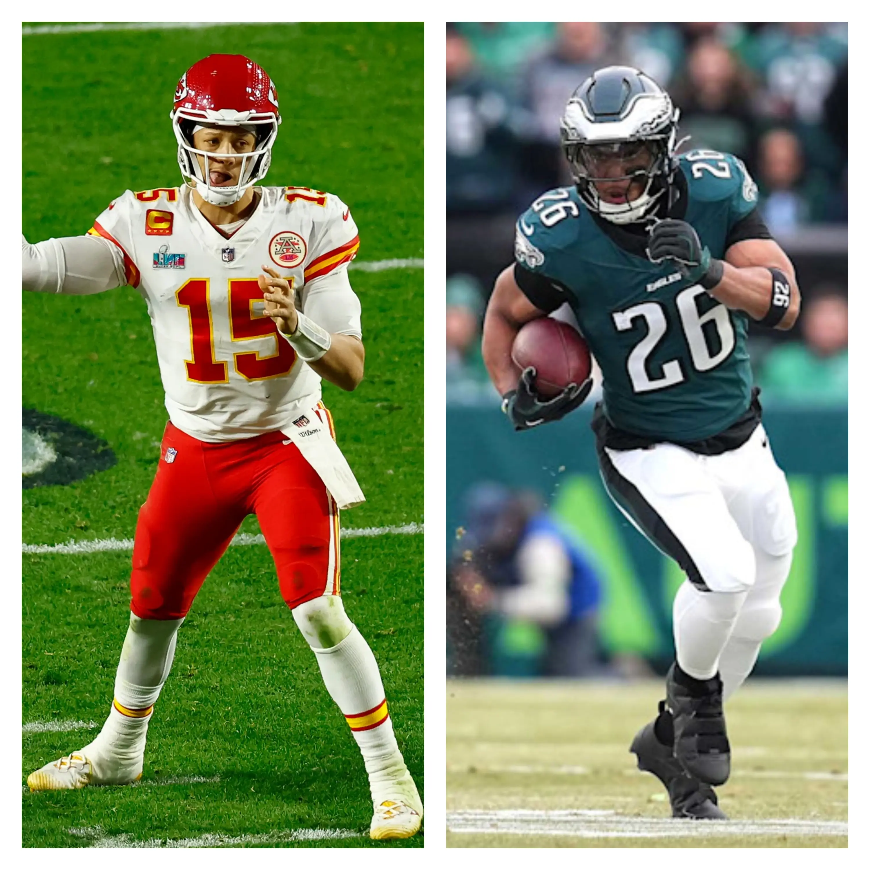 Kansas City Chiefs Philadelphia Eagles uniforms