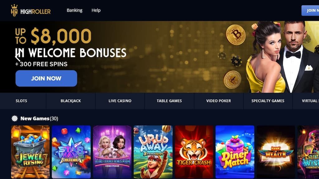 HighRoller Casino home page