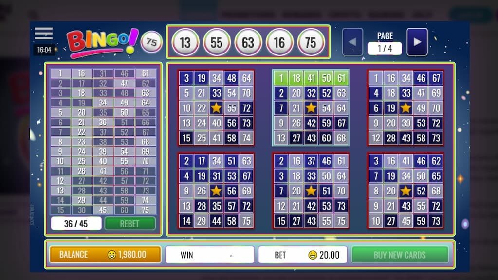 Online Casino Bingo gameplay at DuckyLuck Casino (75 Ball Bingo by Rival Gaming)