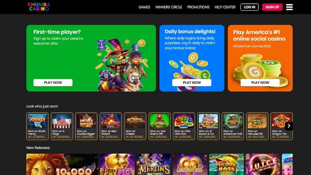 Chumba Casino home page