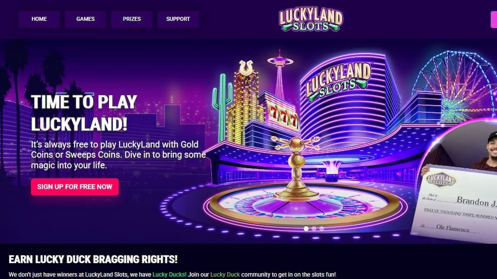 LuckyLand Slots home page