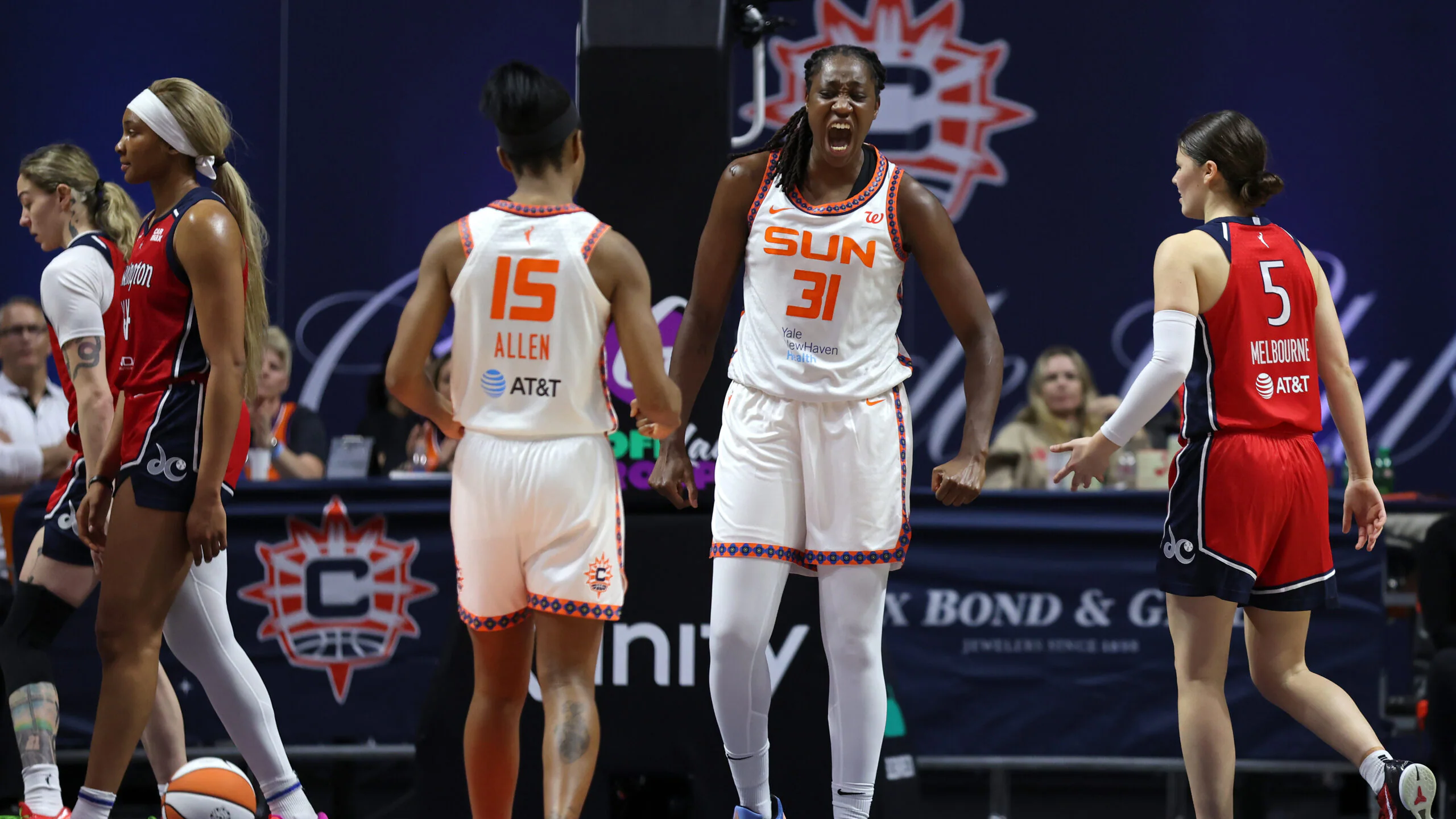 Tina Charles and Lindsay Allen