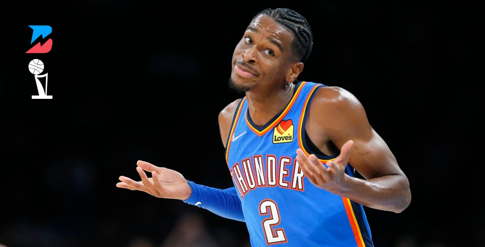 Shai Gilgeous Alexander doing the Michael Jordan shrug. Pacers vs. Thunder Game One: Can Indiana Cover on the Road?