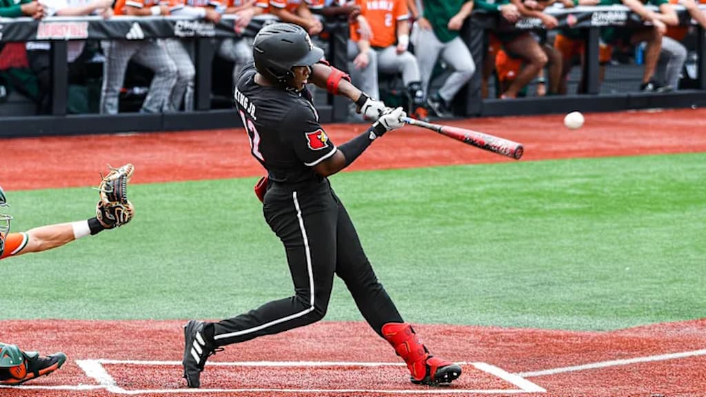 Louisville baseball star Eddie King Jr. (Louisville vs. Oregon State CWS Prediction & Picks cover)
