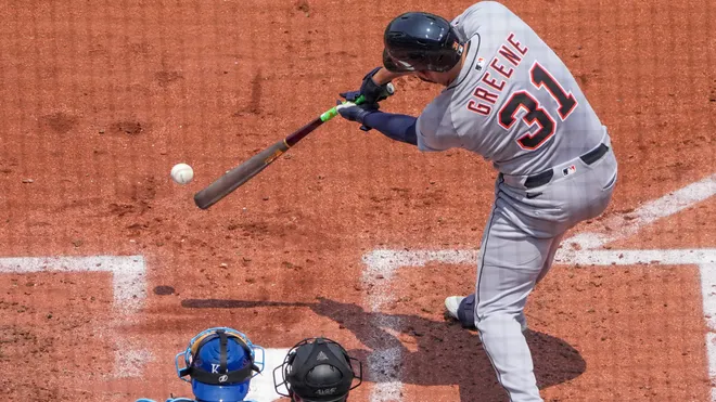 riley greene swinging for the fences