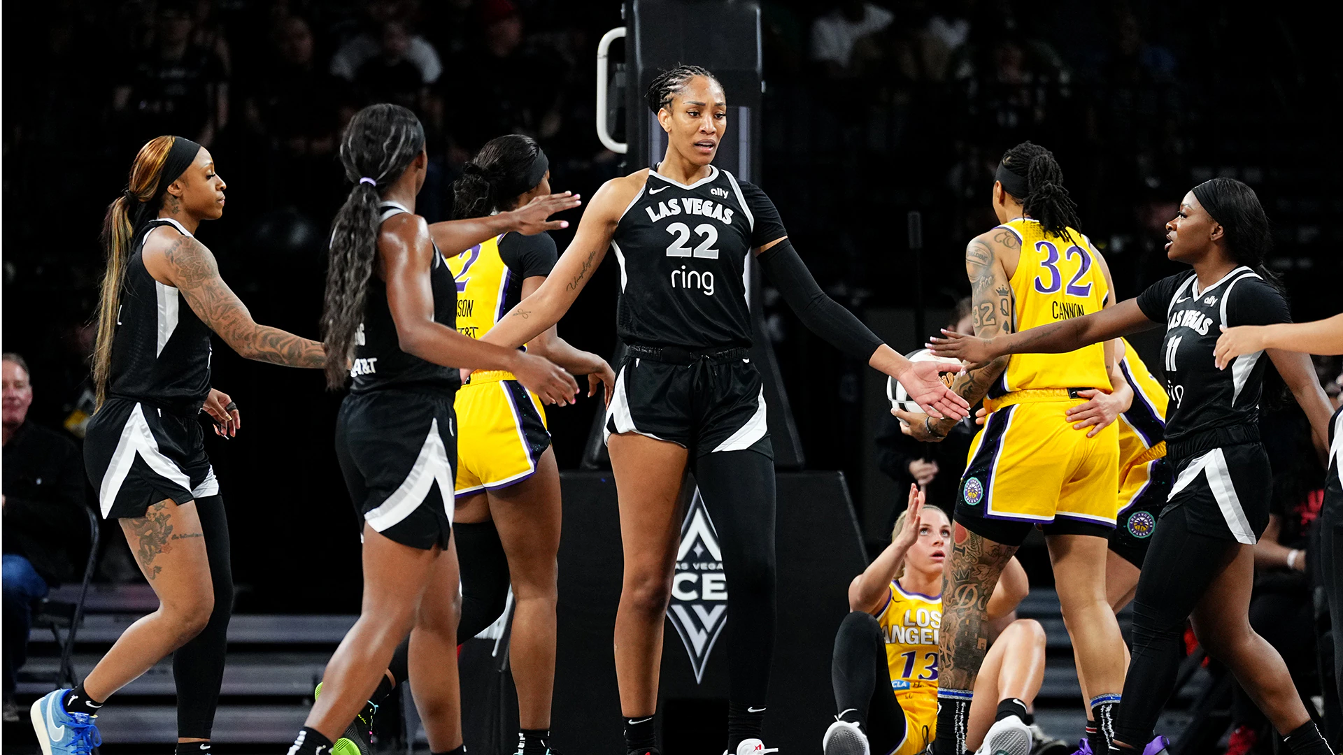 A'ja Wilson and teammates