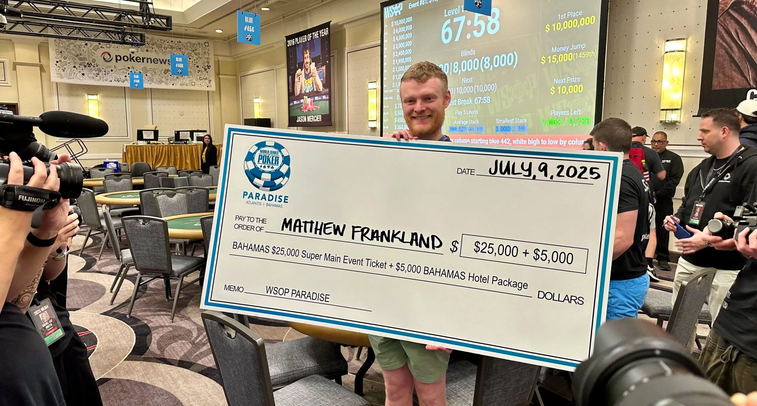 Matthew Frankland Wins Package after 2025 WSOP Main Event Bubble Bursts