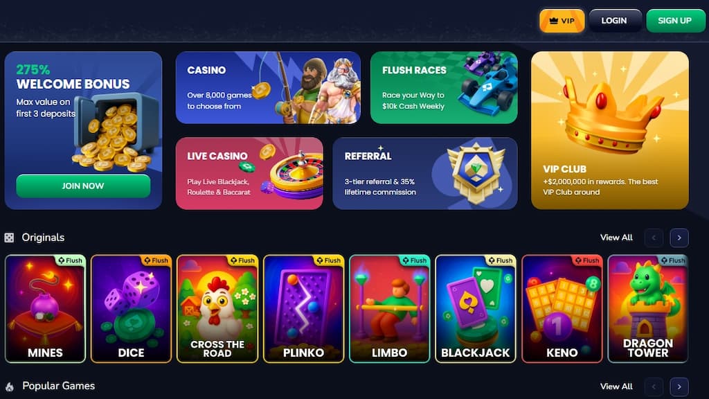 Flush Casino home page