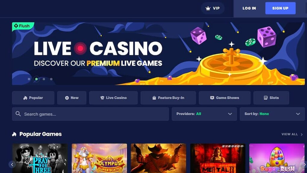 Flush Casino homepage