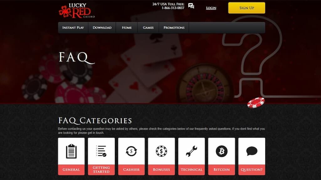 Lucky Red Casino FAQ page