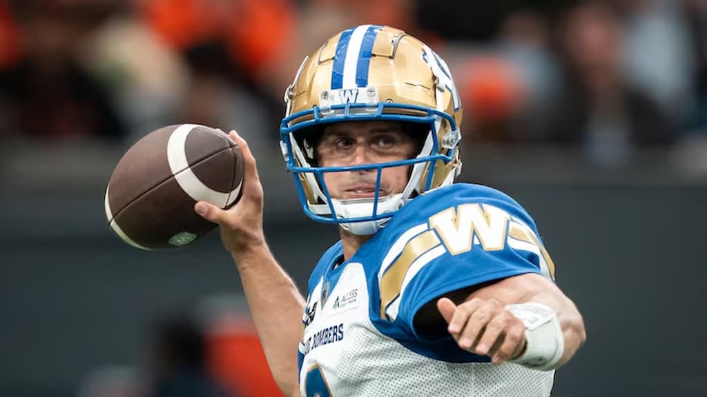 Winnipeg Blue Bombers quarterback Zach Collaros - Calgary Stampeders vs. Winnipeg Blue Bombers CFL Week 7 Prediction & Picks (7/17/2025) cover