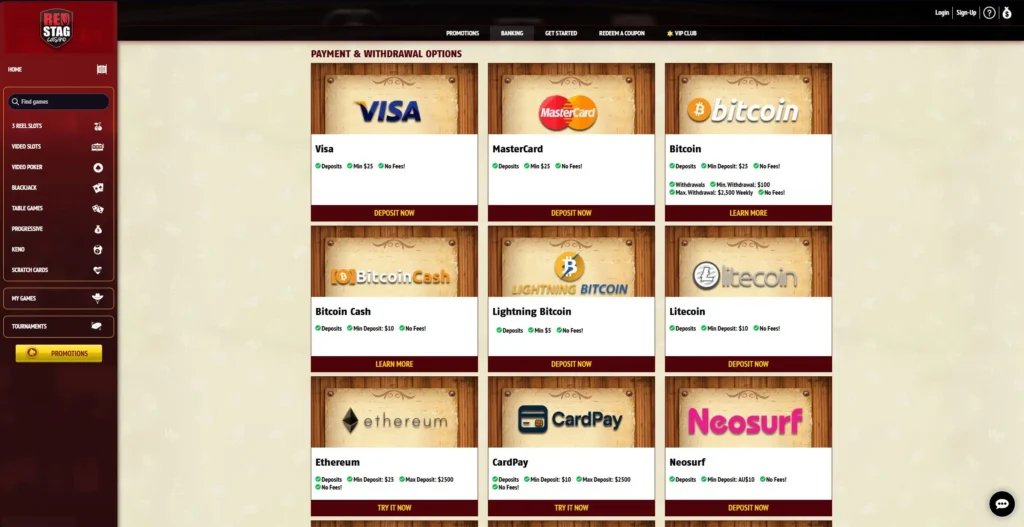 Red Stag Casino Banking Options