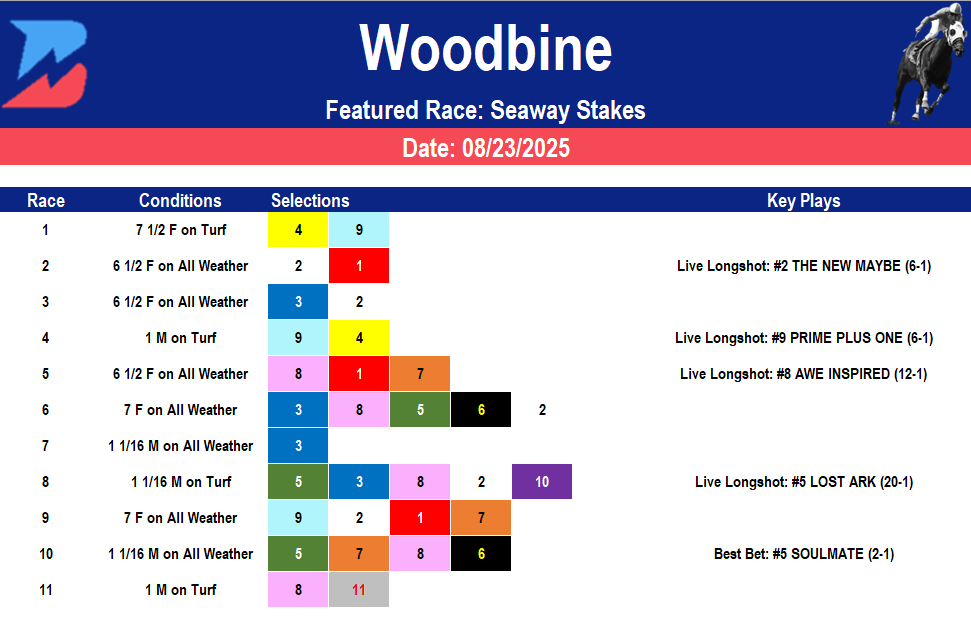 Woodbine Picks: Seaway Stakes (08/23/2025)