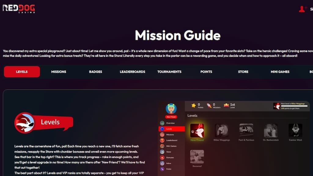 Red Dog Casino Playground page