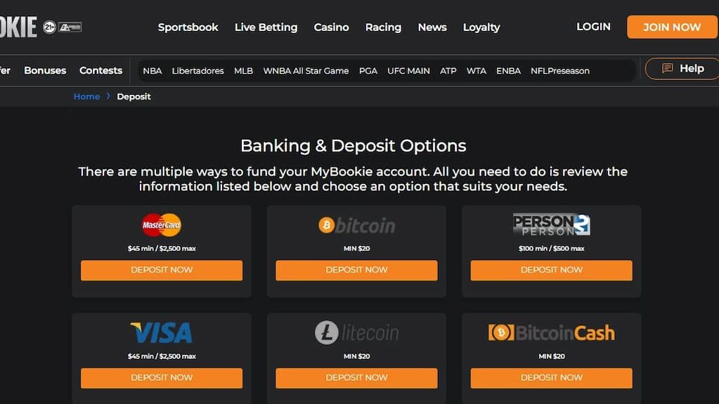 The banking page at MyBookie does not provide adequate information about withdrawal options