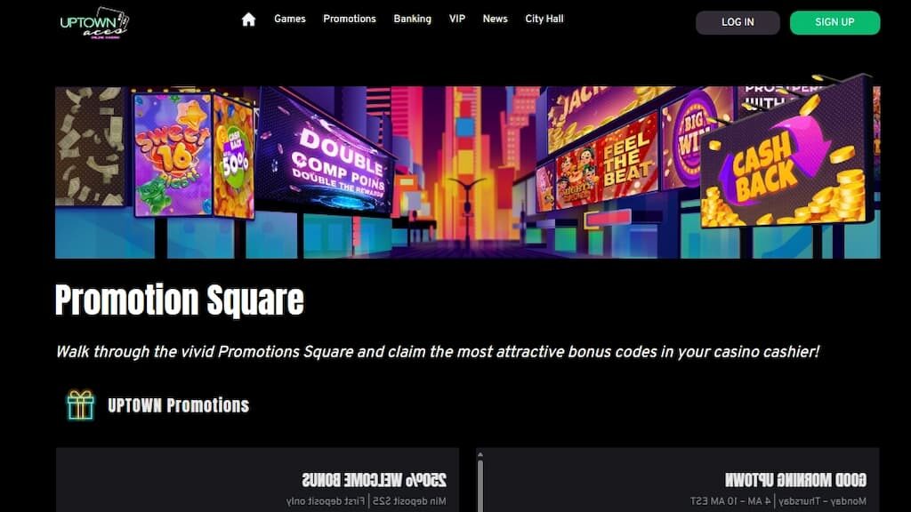 Uptown Aces Casino bonuses and promotions page