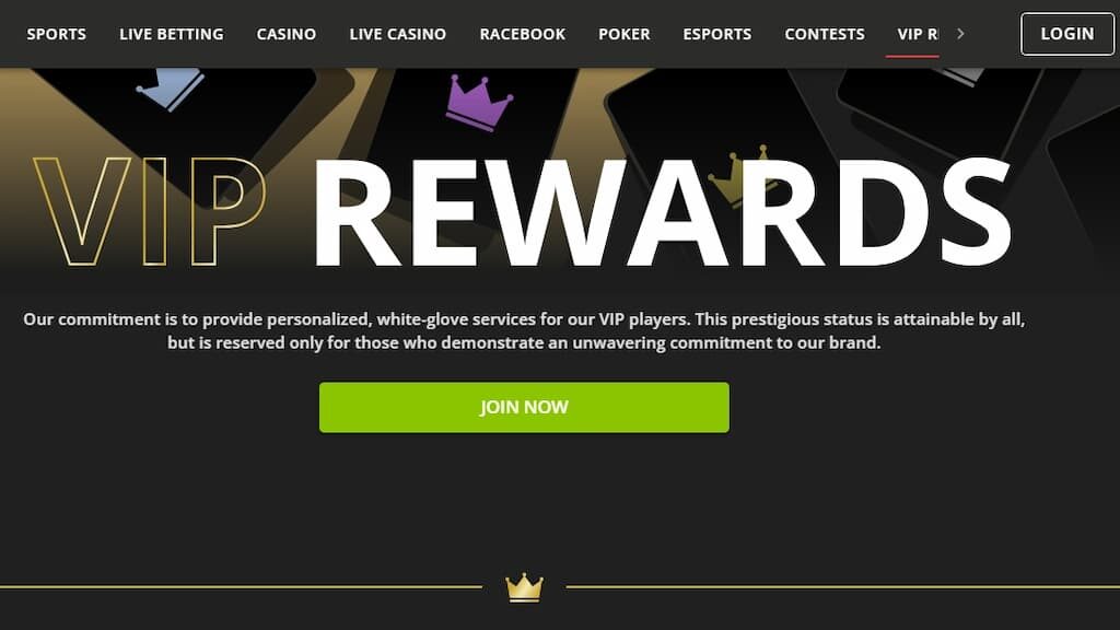 BetOnline VIP Rewards program page