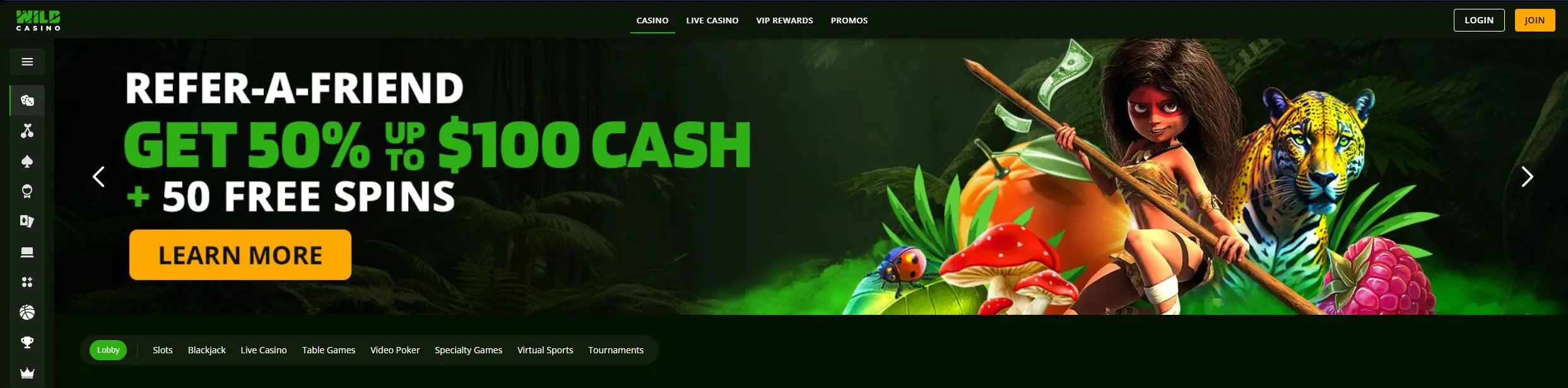 Wild Casino Main Page
