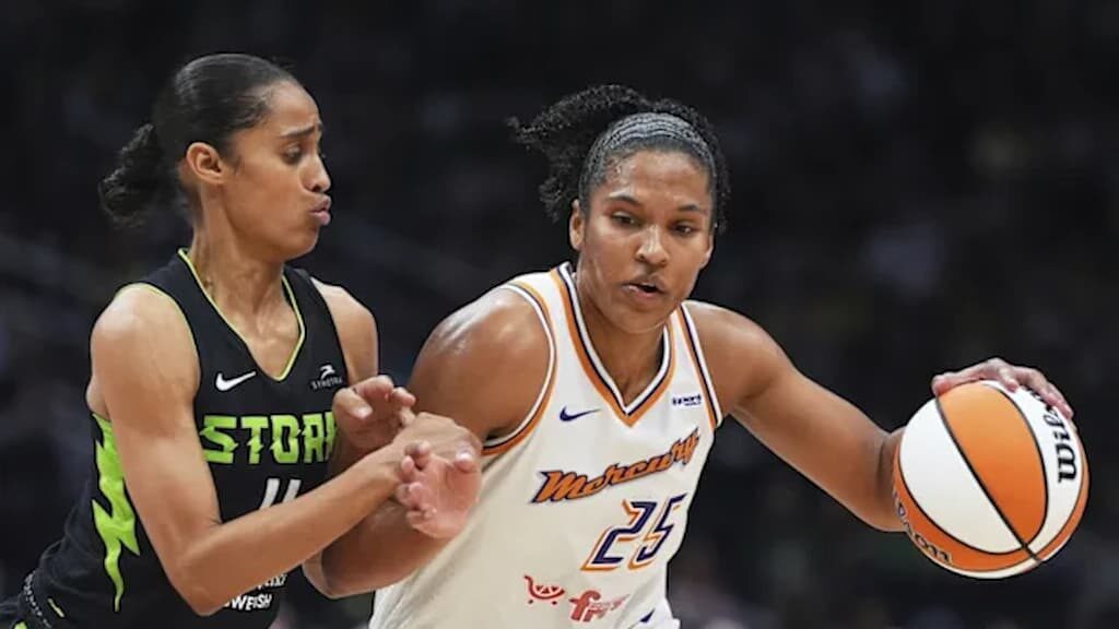 Phoenix Mercury star Alyssa Thomas (right), one of three contenders in the 2025 WNBA MVP race