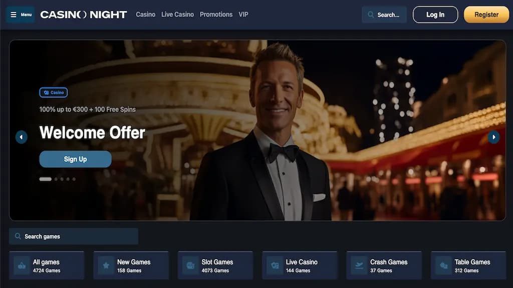 CasinoNight welcome bonus offer