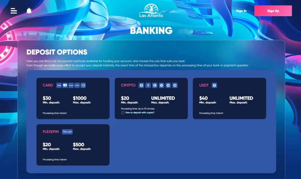 Las Atlantis Casino Banking Options