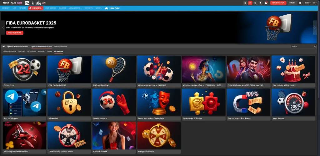 MegaPari Promotions & Bonuses