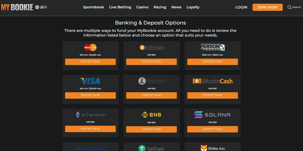 MyBookie Casino Banking Options
