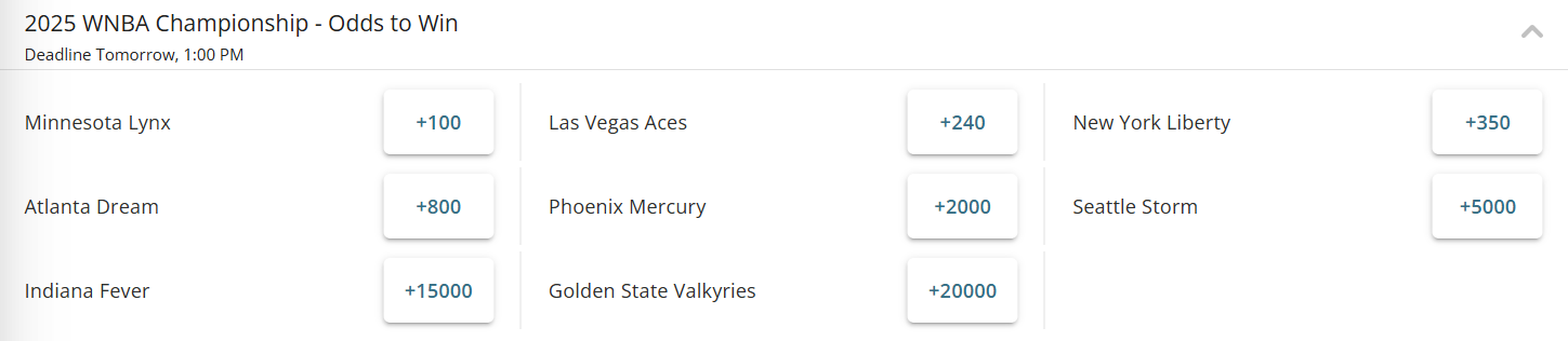 2025 WNBA Title Odds