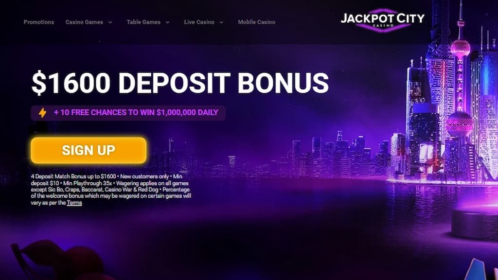Jackpot City Casino Canada home page