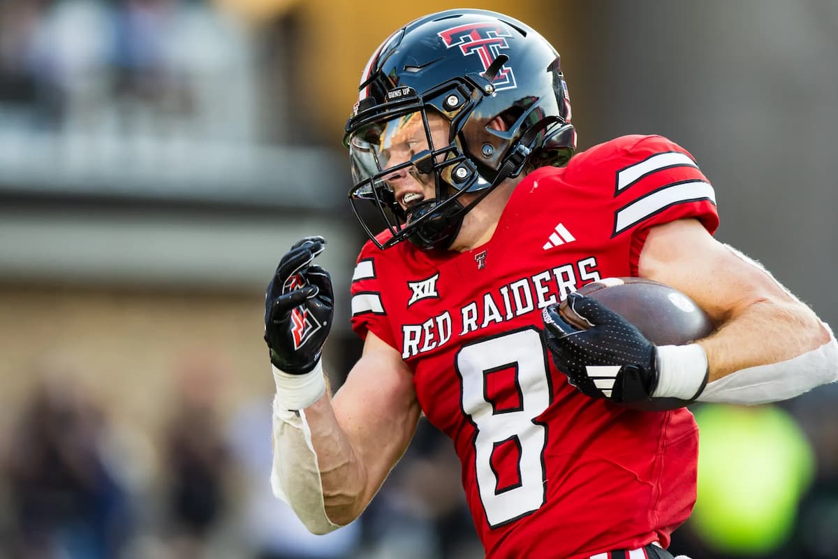 Coy Eakin averages 12.7 yards per reception this season with four touchdowns for the Red Raiders - BYU Texas Tech Picks
