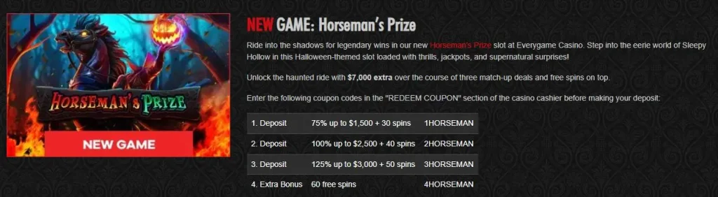 Everygame Casino October 2025 New Game: Horseman's Prize