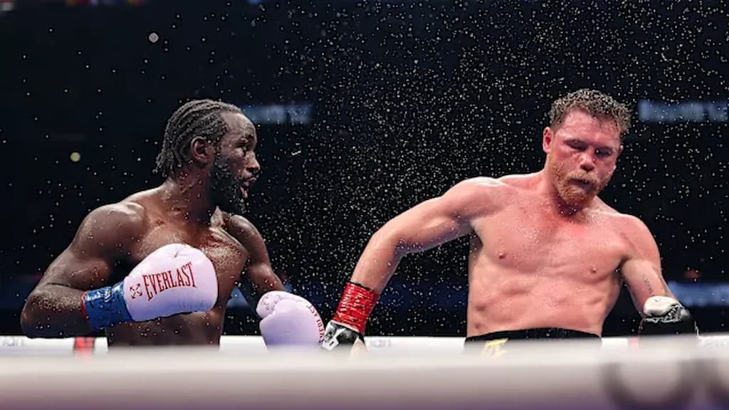 action during the boxing match between Terence Crawford (left) and Canelo Alvarez (right) - Boxing Betting Guide