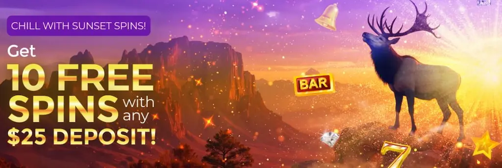 Lucky Bonanza Casino Free Spins promo Chill with Sunset Spins