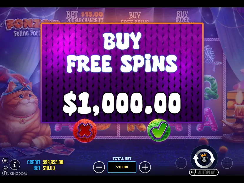 Fonzo's Feline Fortunes Bonus Buy and Ante Bet