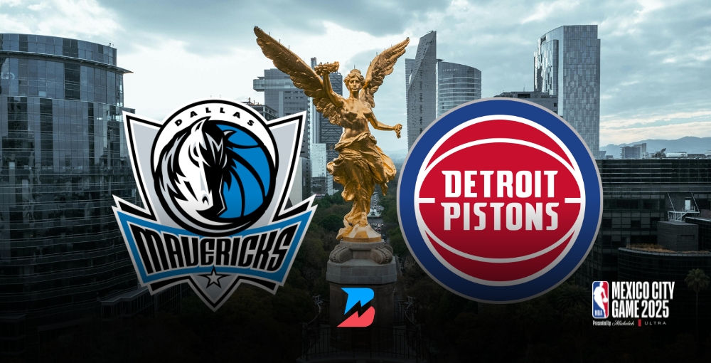 Mavericks @ Pistons Mexico City 2025 Logos