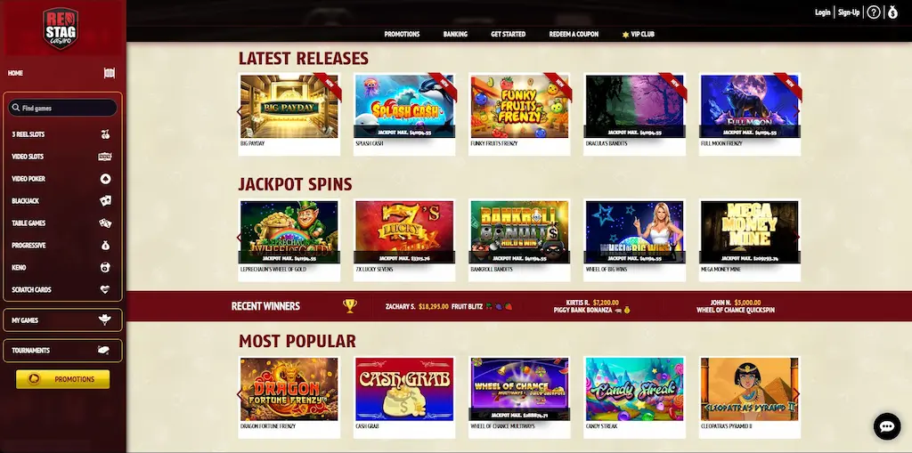 Red Stag Casino Games Nov 2025