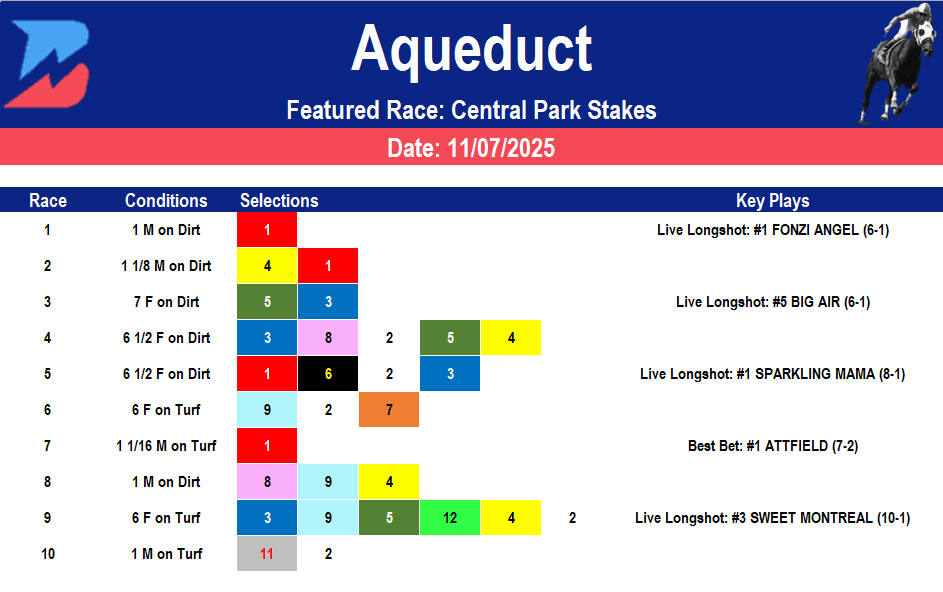 Aqueduct Picks: Central Park Stakes Analysis (11/07/2025)