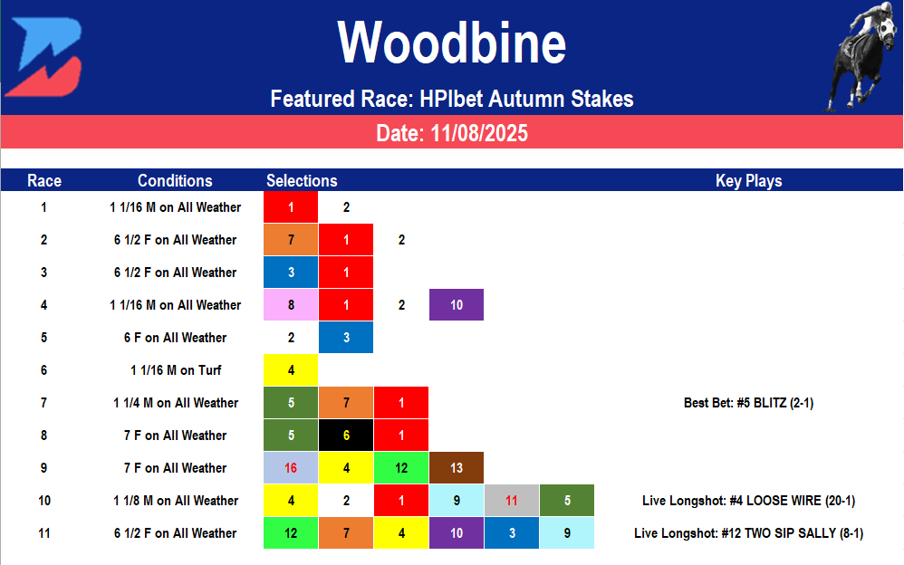 Woodbine Picks: HPIBet Autumn Stakes (11/08/2025)
