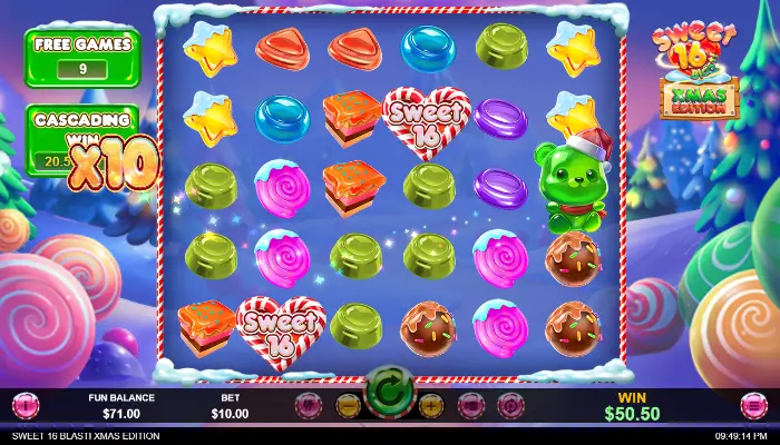 Sweet 16 Blast XMAS Edition Free Games with Multiplier Symbol