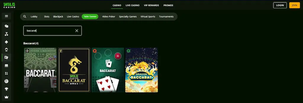 wild casino baccarat may 2026
