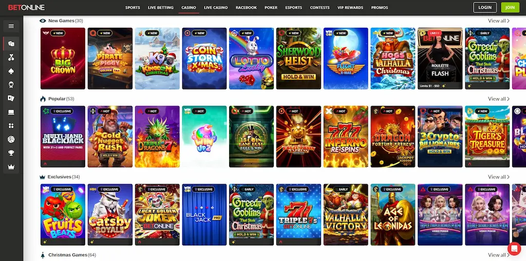 BetOnline Casino Games Dec 2025