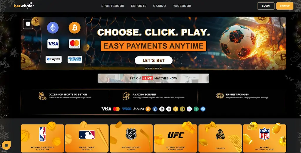 BetWhale Sportsbook page Dec 2025