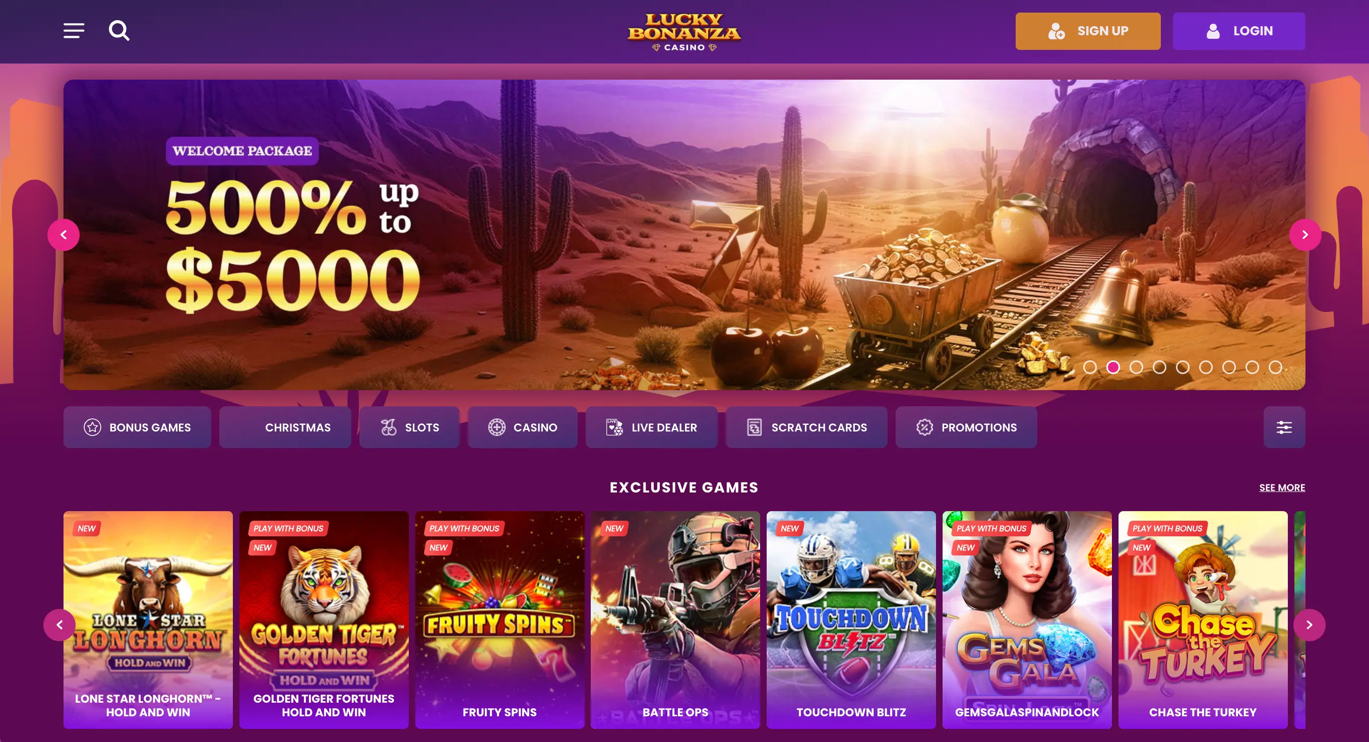Lucky Bonanza Casino homepage