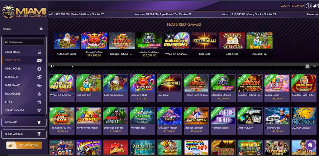 Miami Club Casino Games Dec 2025
