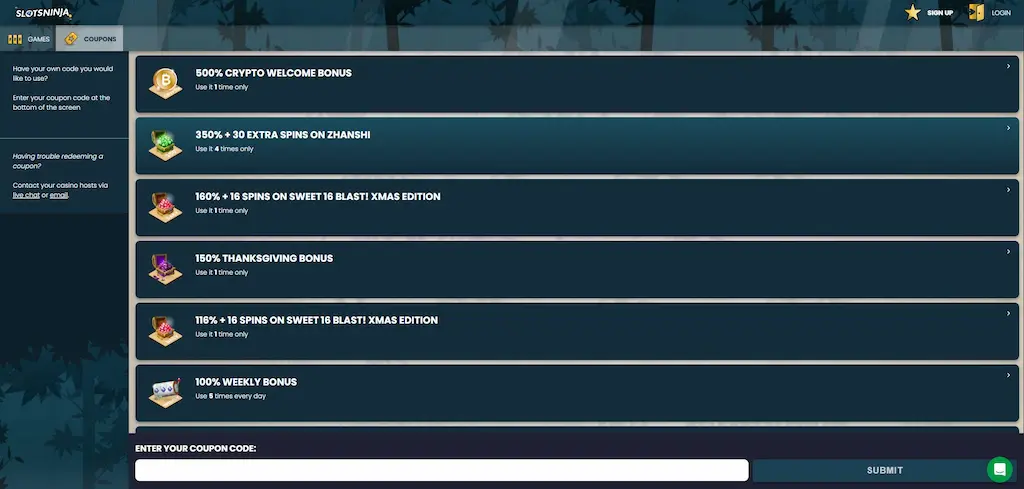 Slots Ninja Promotions Dec 2025