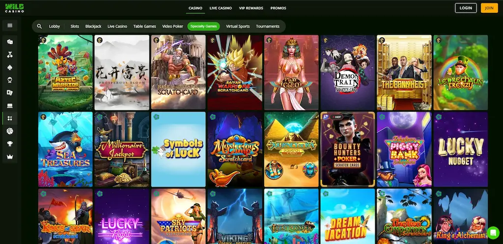 Wild Casino Specialty Games Dec 2025