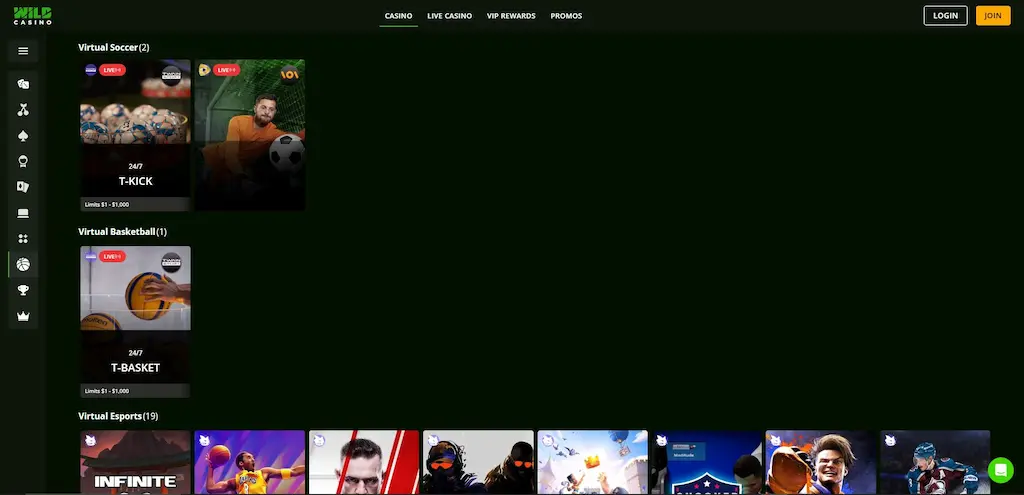 Wild Casino Virtual Sports Dec 2025