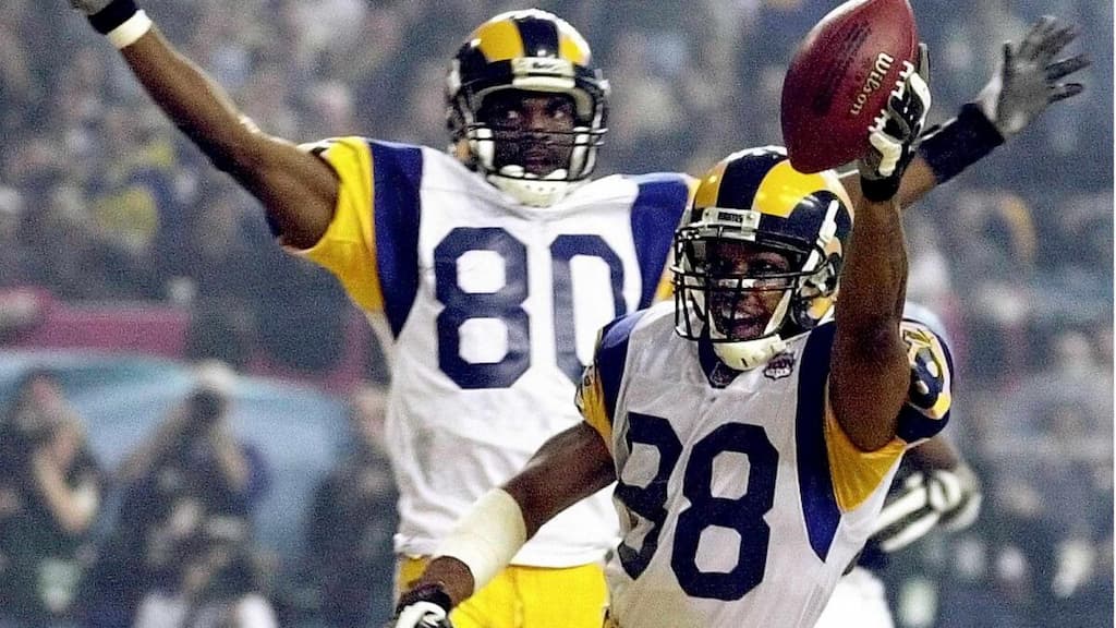 Wide receivers Isaac Bruce (#80) and Torry Holt (#88), two pieces of the Greatest Show on Turf, an unforgettable part of St. Louis Rams/Los Angeles Rams history