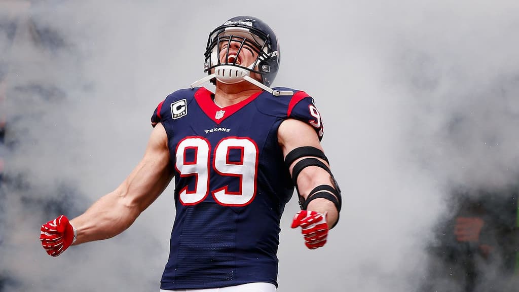J.J. Watt, who was named NFL Defensive Player of the Year three times while with the Houston Texans