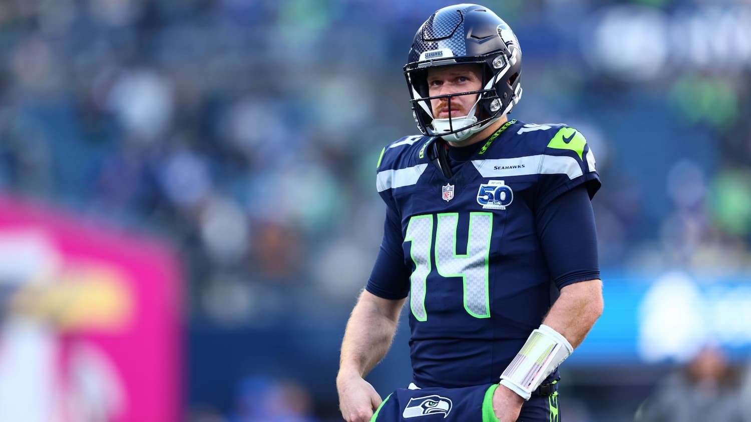 Seattle Seahawks quarterback Sam Darnold - will he lead Seattle to a Super Bowl 60 win?